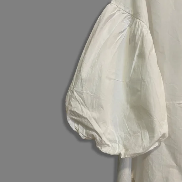 White Cotton Balloon Sleeve Formal Top - Picture 5 of 6